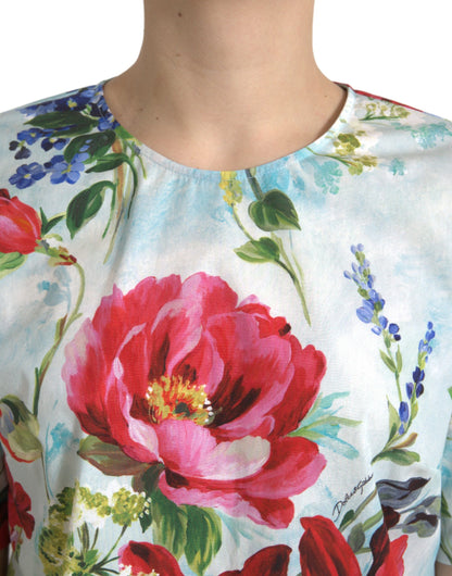  - Chic Floral Round Neck Cotton Top