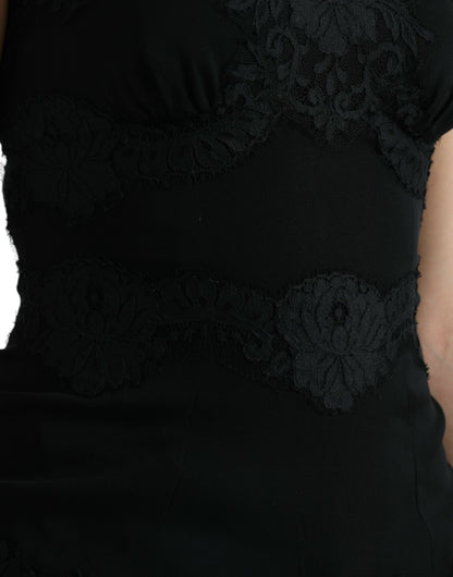  - Elegant Black Silk Lace Tank Top