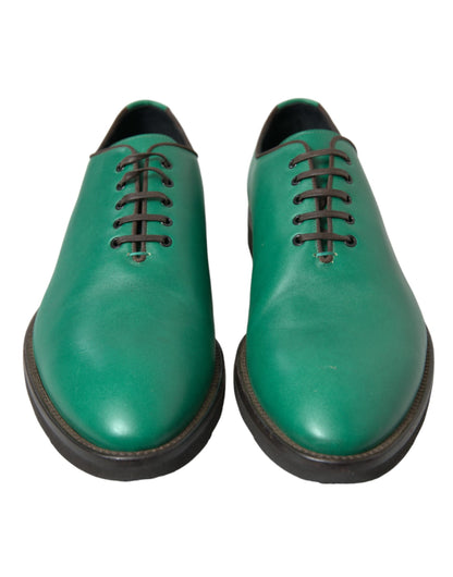  - Elegant Green Leather Oxford Dress Shoes