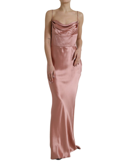  - Elegant Long Silk Gown in Pink