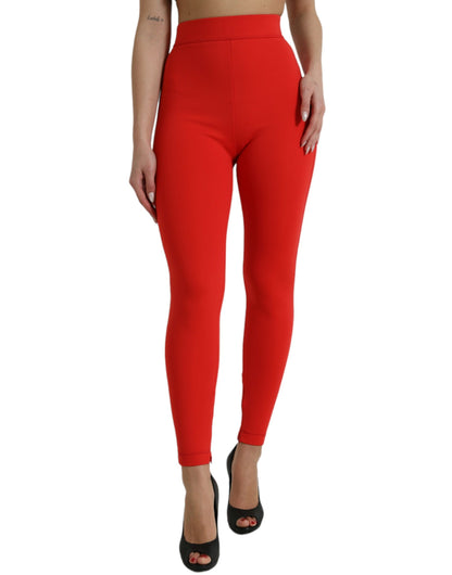  - Elegant High Waist Red Leggings