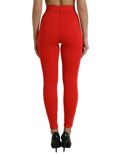  - Elegant High Waist Red Leggings