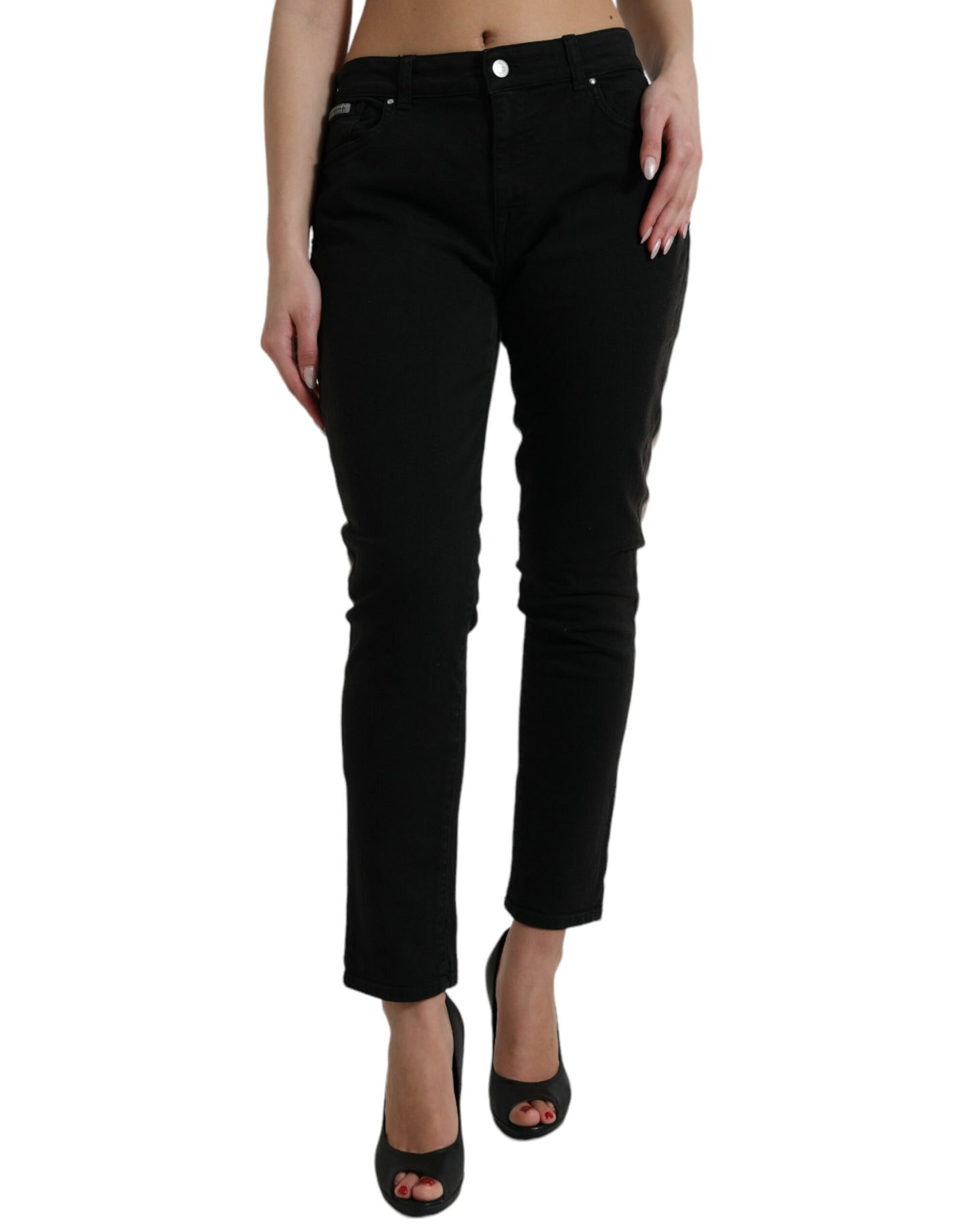  - Elegant Mid-Waist Stretch Jeans