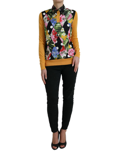  - Elegant Patchwork Henley Silk Blend Sweater