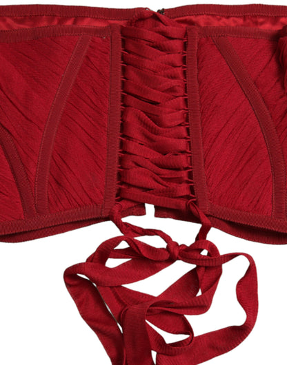  - Silk Corset Waist Belt in Fiery Red