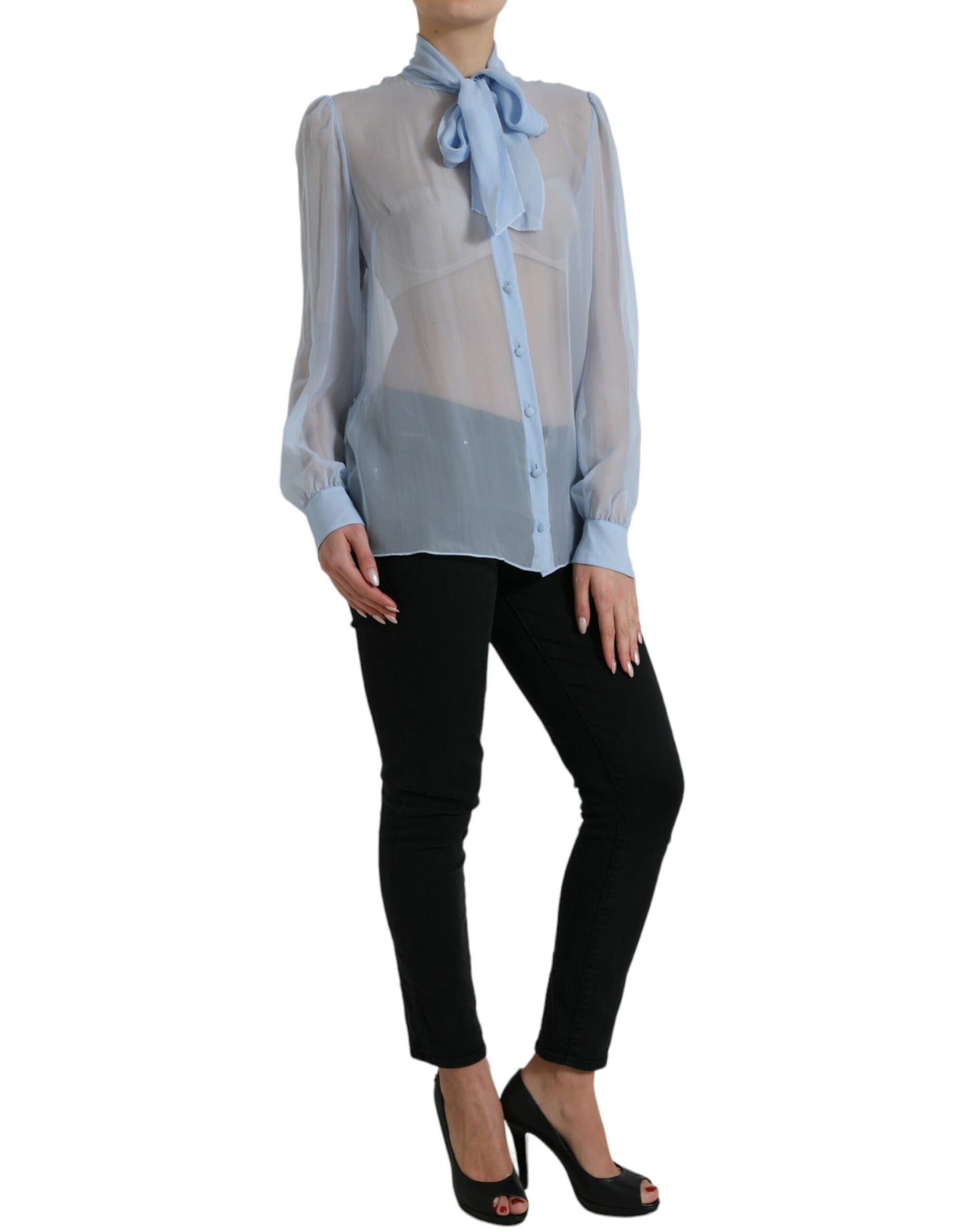  - Elegant Silk Long Sleeve Blouse