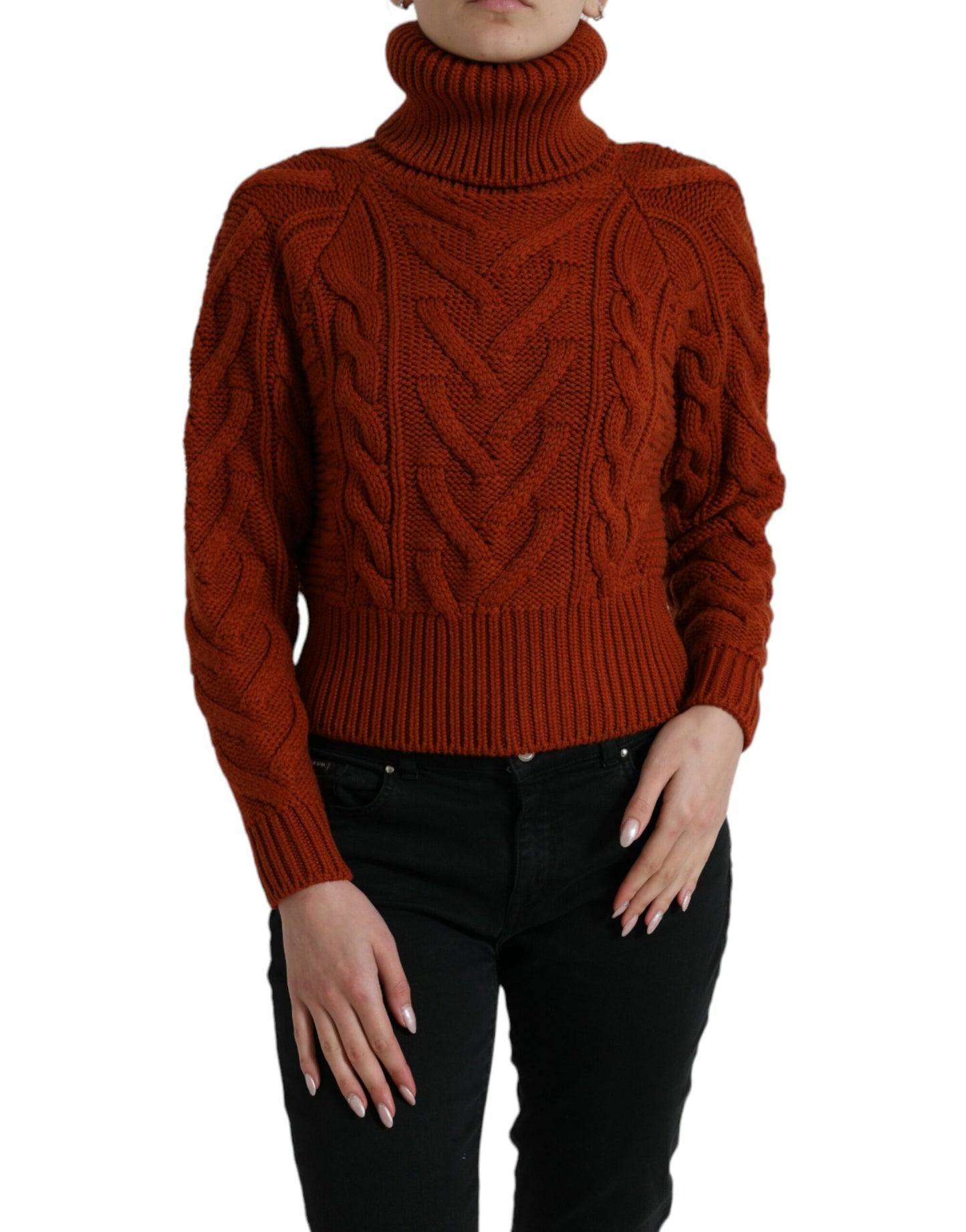  - Elegant Brown Turtleneck Wool Sweater