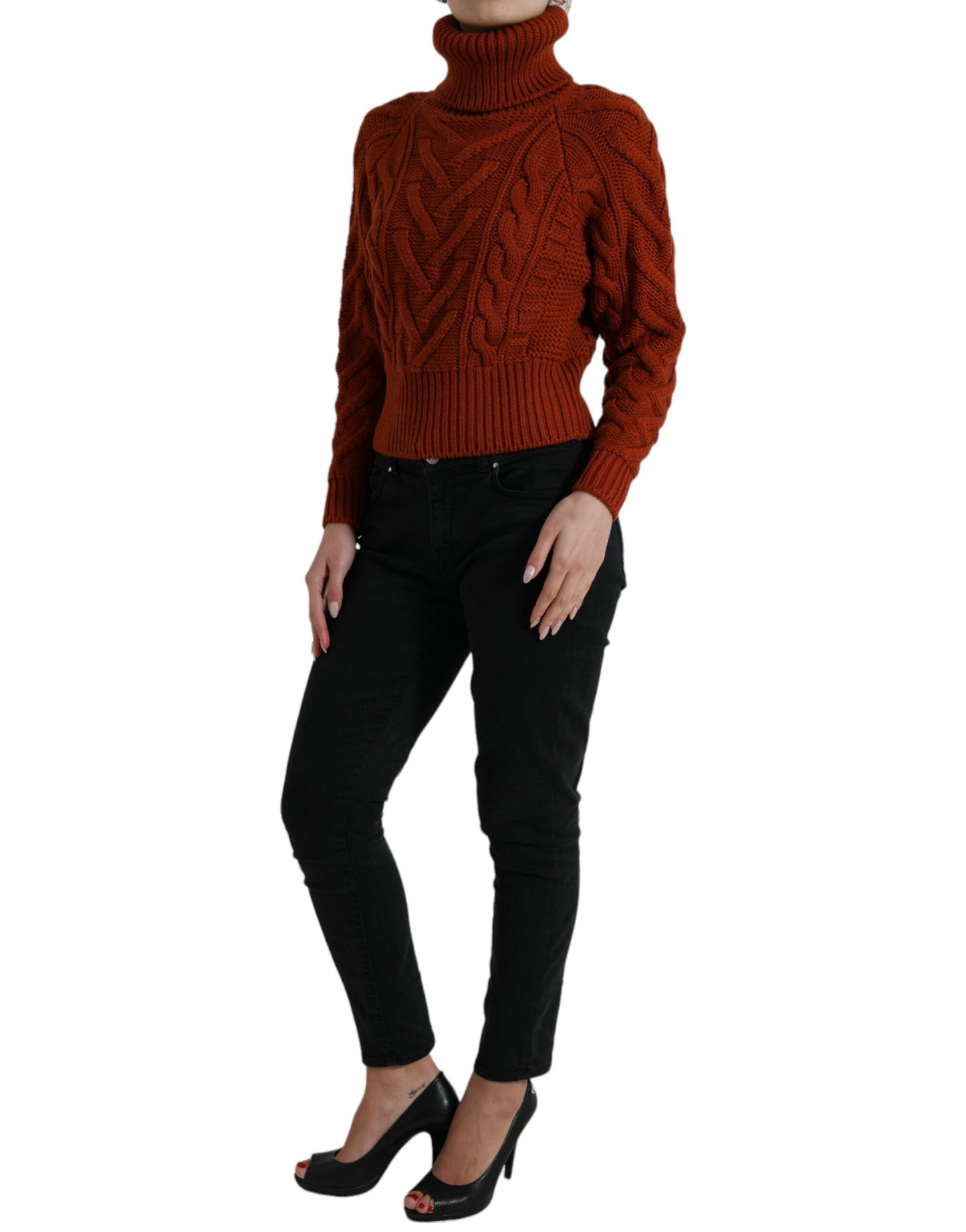  - Elegant Brown Turtleneck Wool Sweater