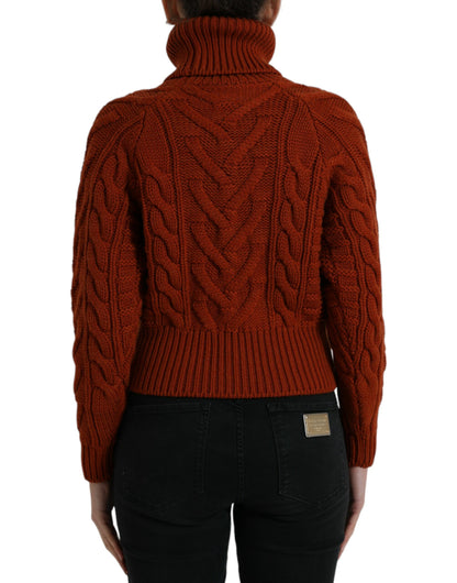  - Elegant Brown Turtleneck Wool Sweater