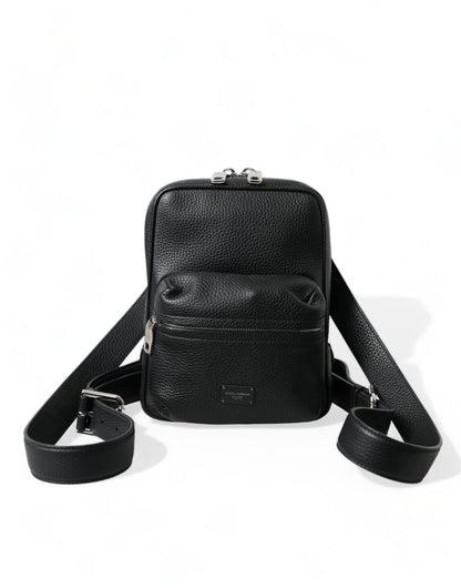  - Chic Black Calf Leather Small Backpack