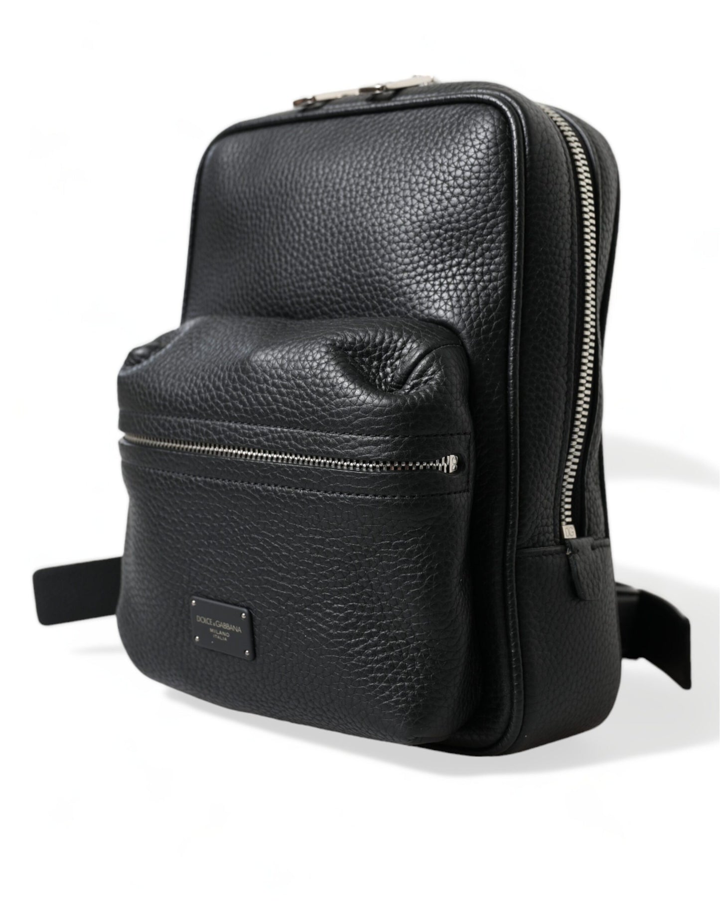  - Chic Black Calf Leather Small Backpack