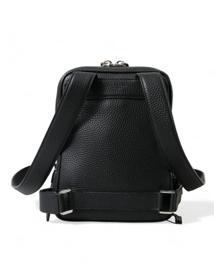  - Chic Black Calf Leather Small Backpack