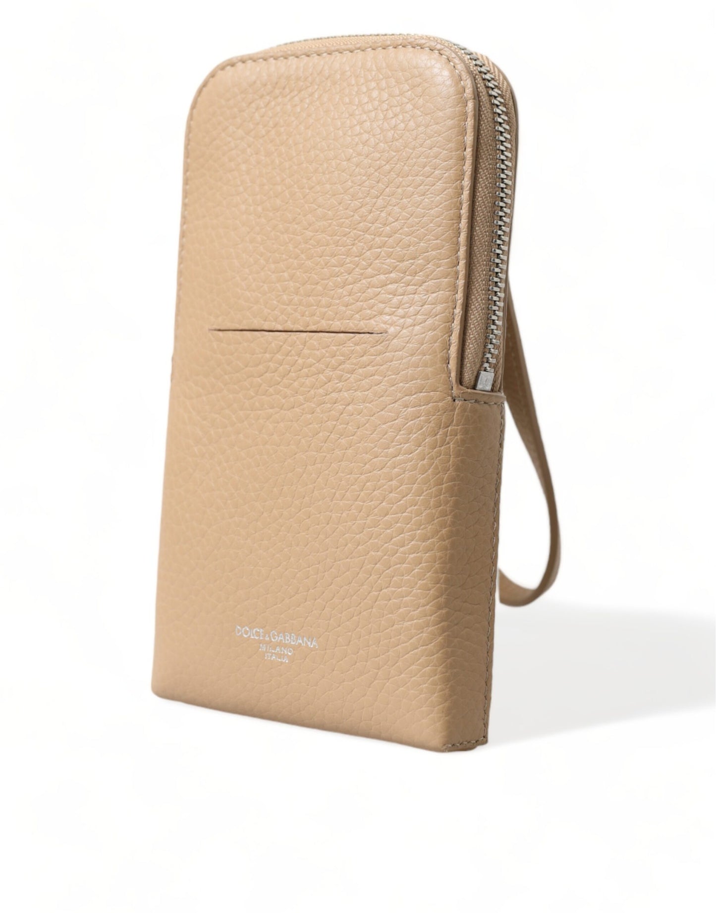  - Elegant Beige Leather Crossbody Phone Bag