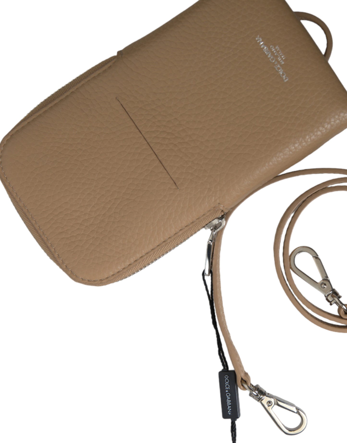  - Elegant Beige Leather Crossbody Phone Bag