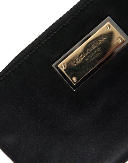  - Elegant Black Nylon & Leather Pouch