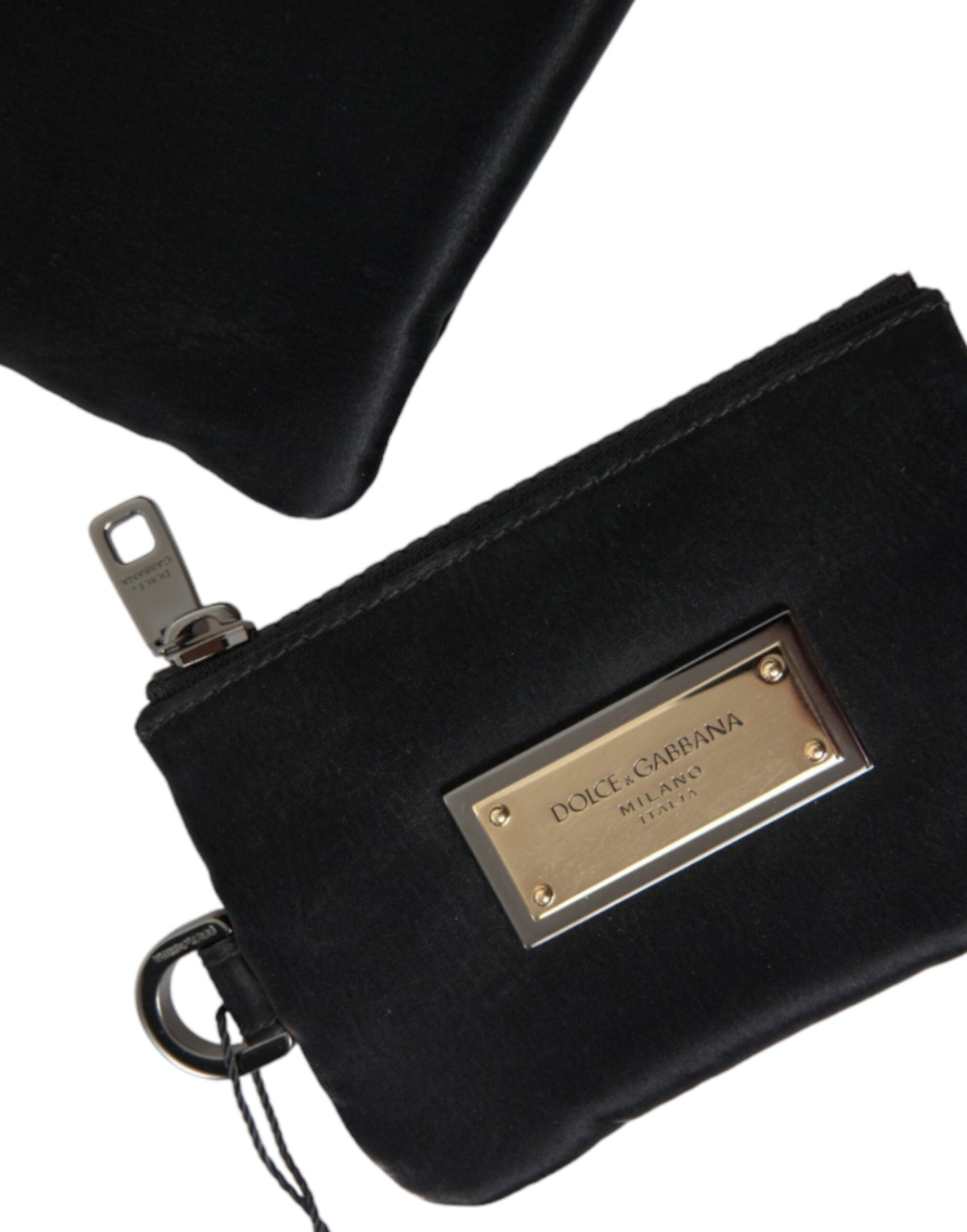  - Elegant Black Nylon & Leather Pouch