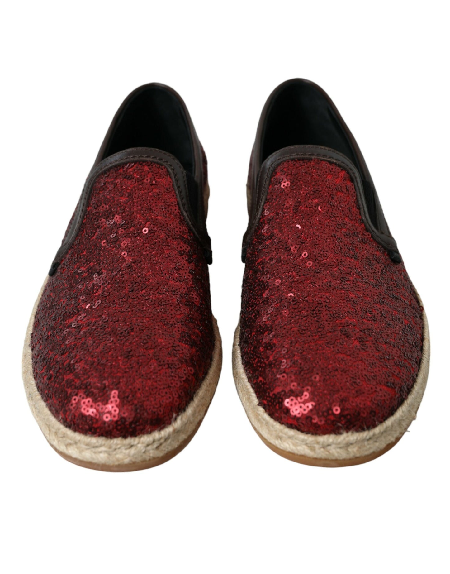  - Red Sequined Leather Loafers