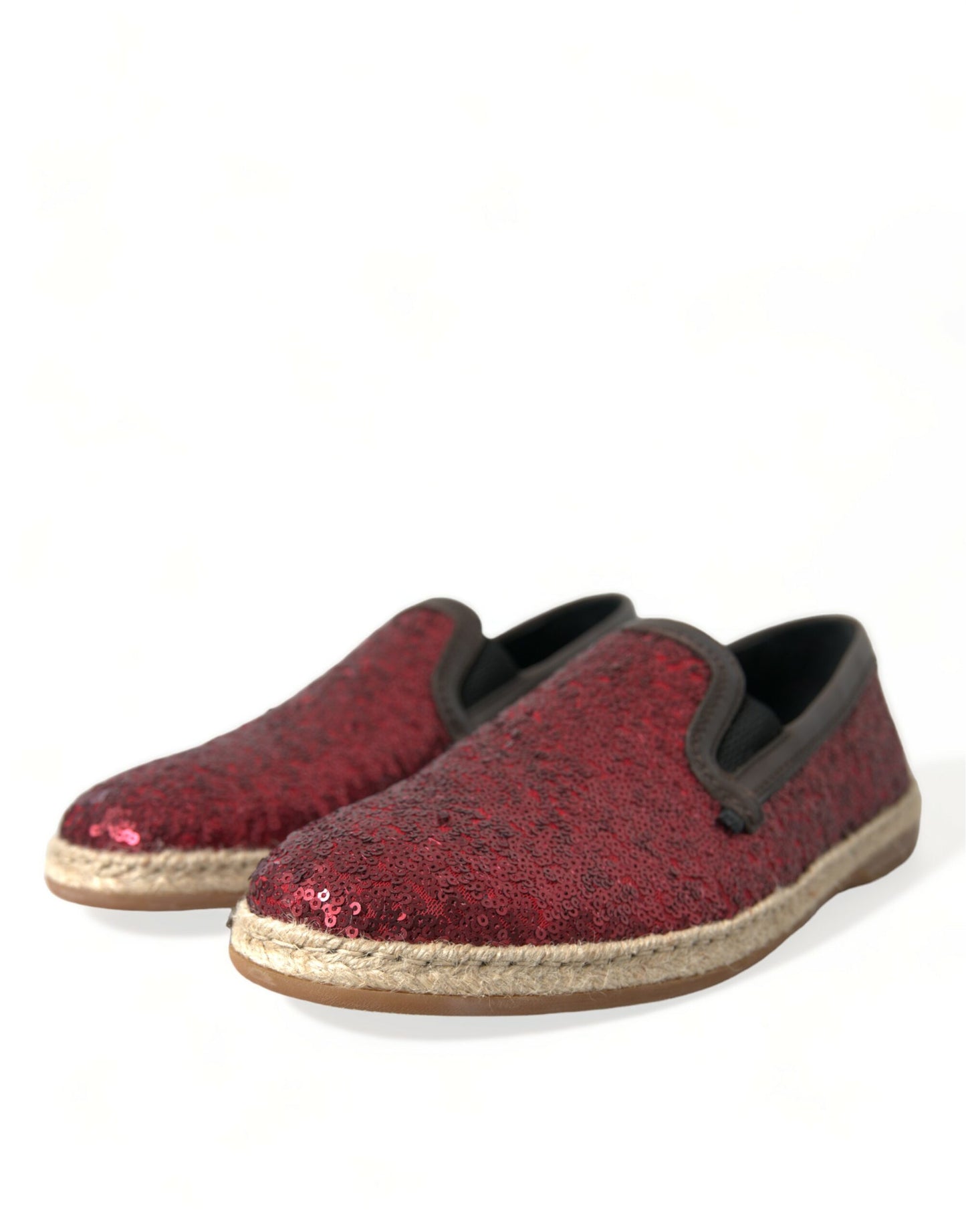  - Red Sequined Leather Loafers