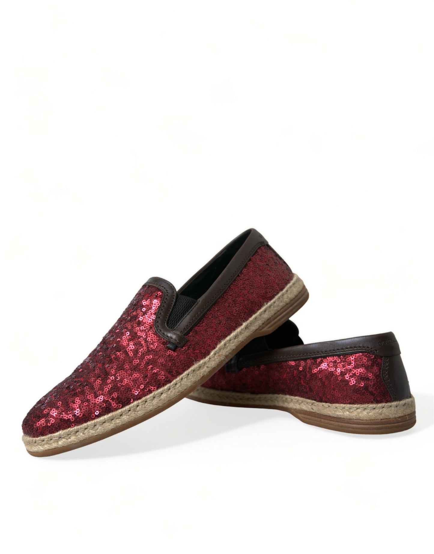  - Red Sequined Leather Loafers