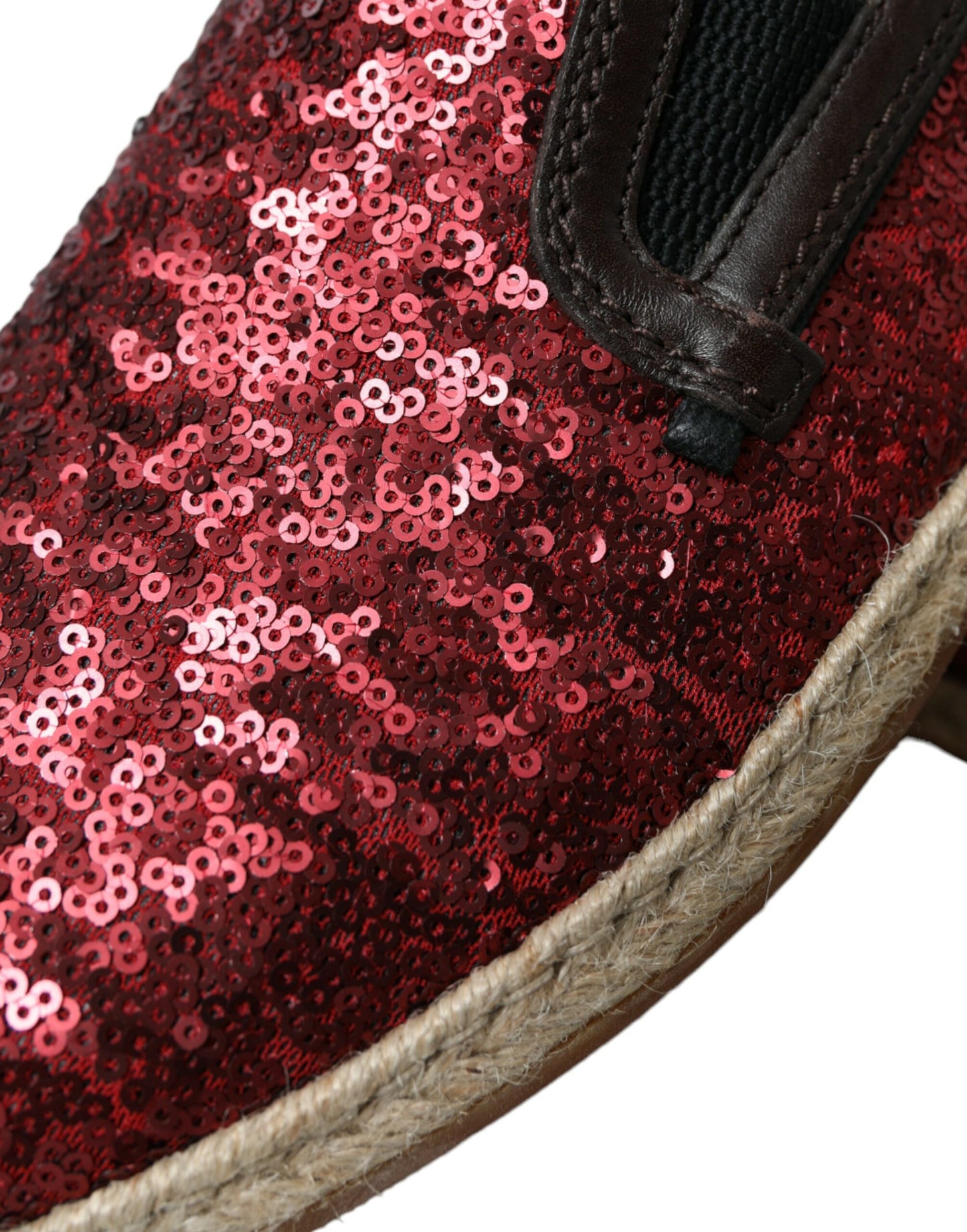  - Red Sequined Leather Loafers