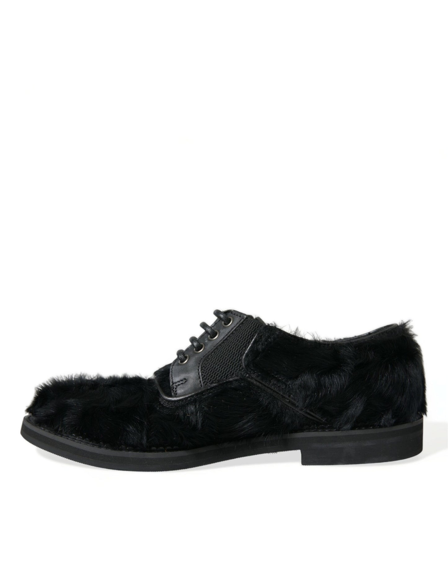  - Elegant Black Fur Derby Dress Shoes for Men