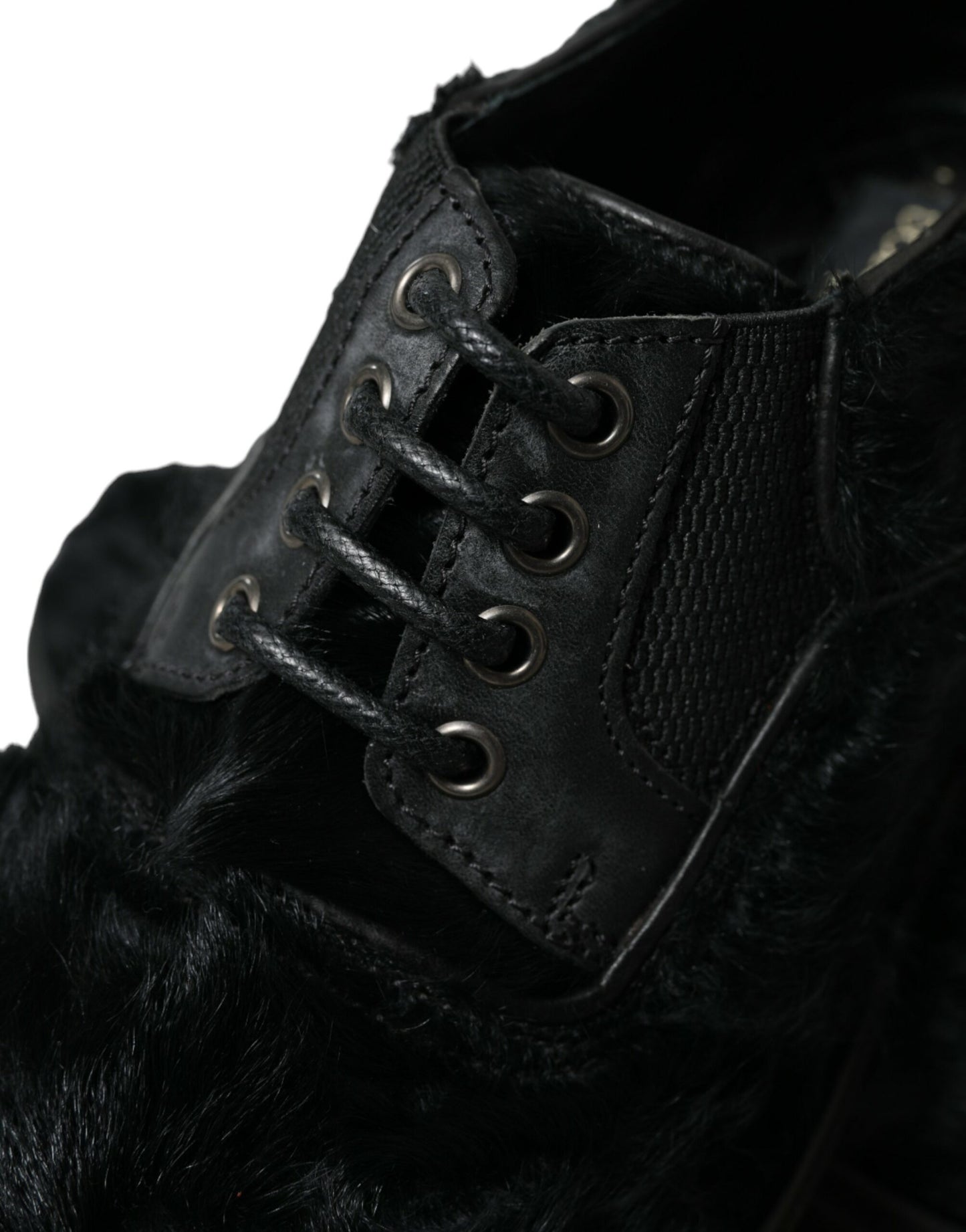  - Elegant Black Fur Derby Dress Shoes for Men