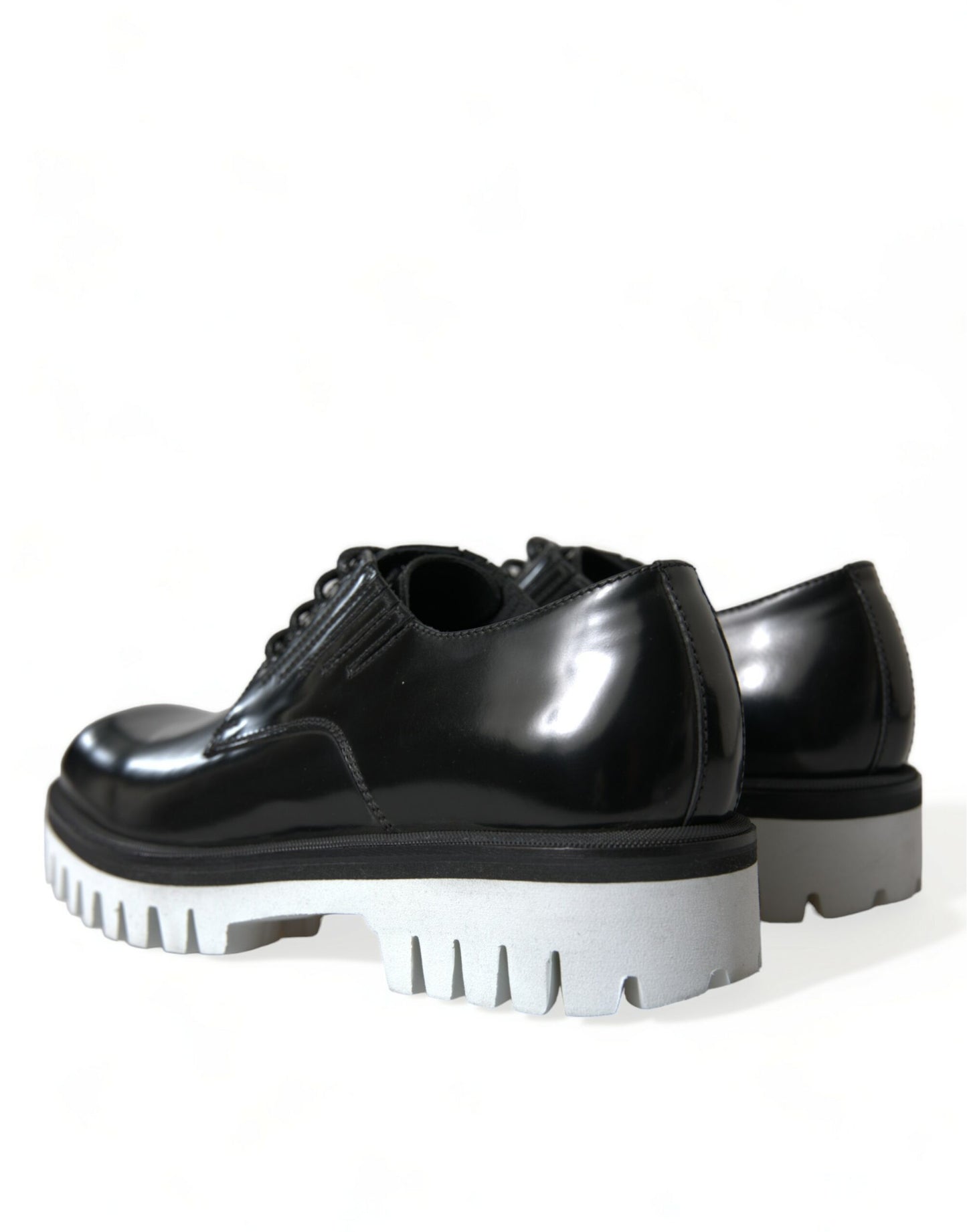  - Sophisticated Black and White Leather Derby Shoes