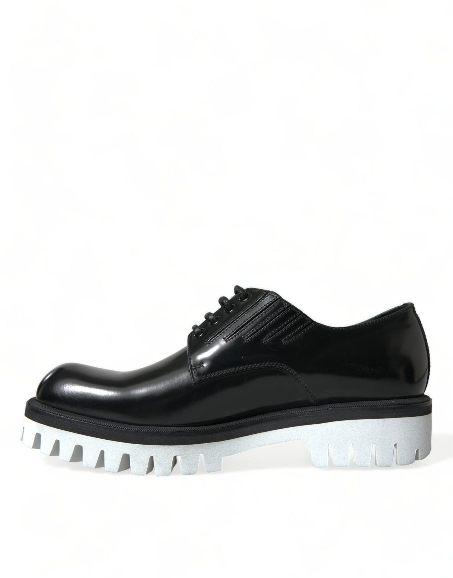  - Sophisticated Black and White Leather Derby Shoes