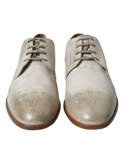  - Elegant White Calfskin Derby Shoes