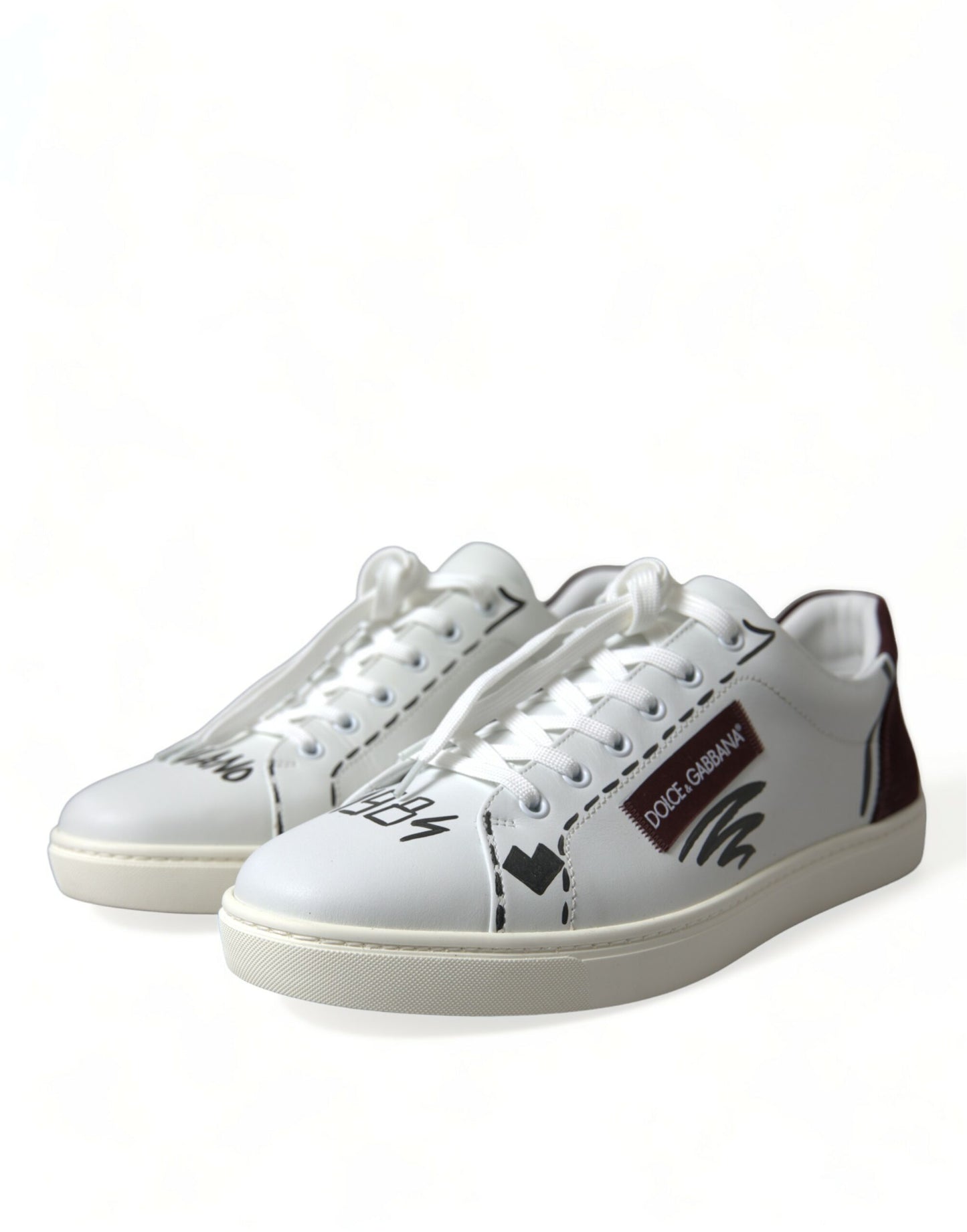  - Exclusive White Bordeaux Low Top Sneakers