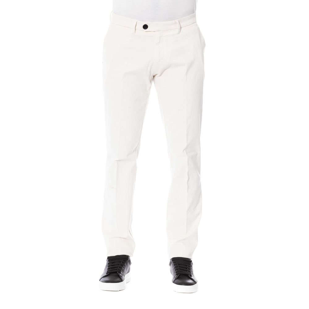  - White Cotton Men Trouser