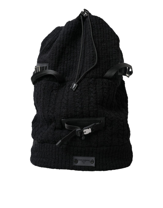  - Elegant Tricot Wool-Blend Backpack in Black