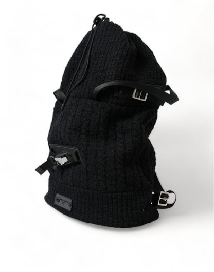  - Elegant Tricot Wool-Blend Backpack in Black