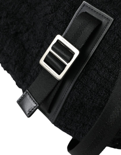  - Elegant Tricot Wool-Blend Backpack in Black