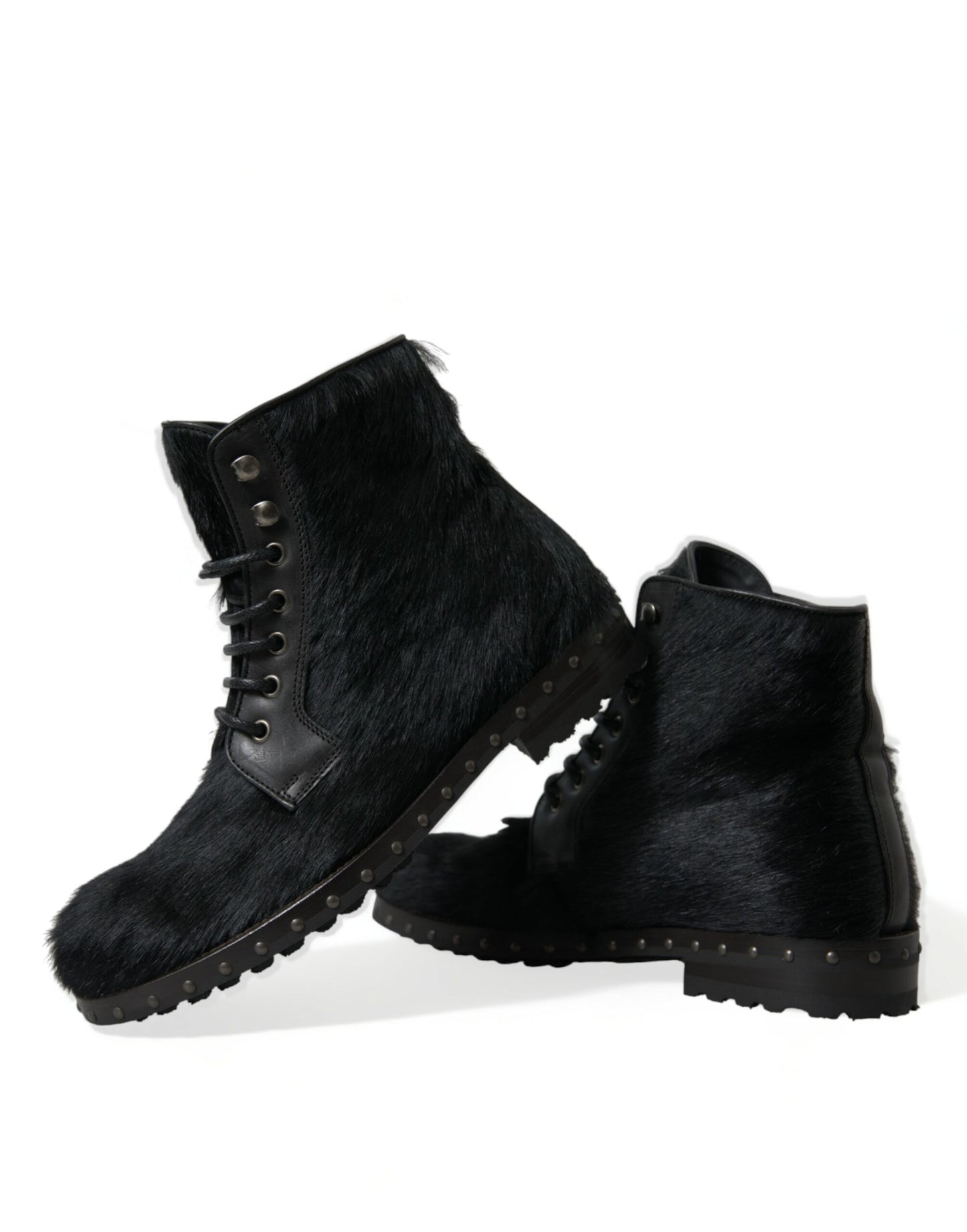  - Elegant Black Calf Leather Lace-Up Boots