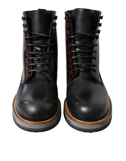  - Elegant Bi-Color Leather Boots