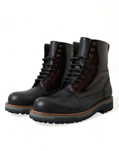  - Elegant Bi-Color Leather Boots