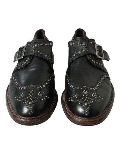  - Elegant Calfskin Leather Monk Straps