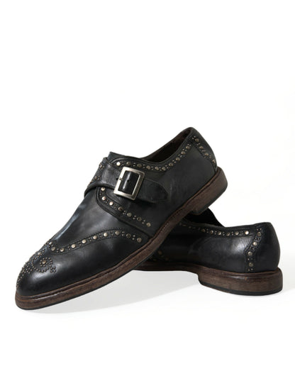  - Elegant Calfskin Leather Monk Straps