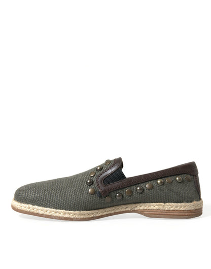  - Studded Canvas Loafer Slipper Shoes