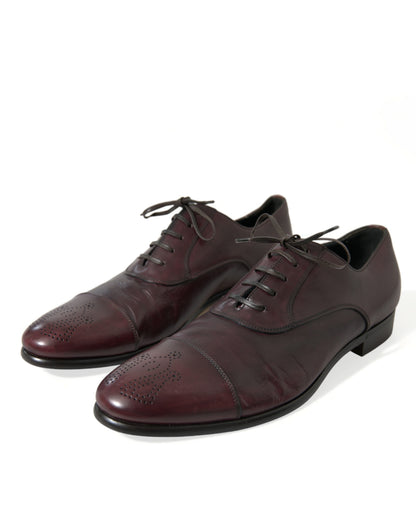  - Elegant Burgundy Leather Derby Shoes