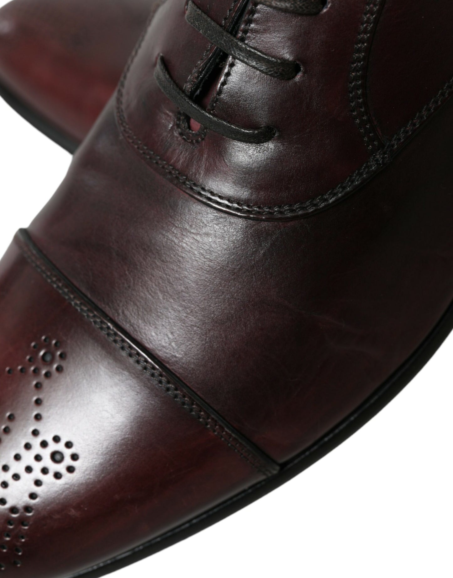  - Elegant Burgundy Leather Derby Shoes