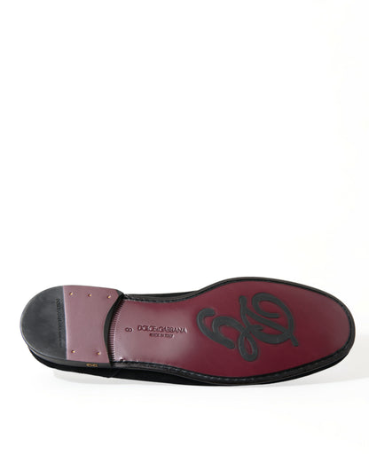  - Elegant Velvet Black Loafers for Men