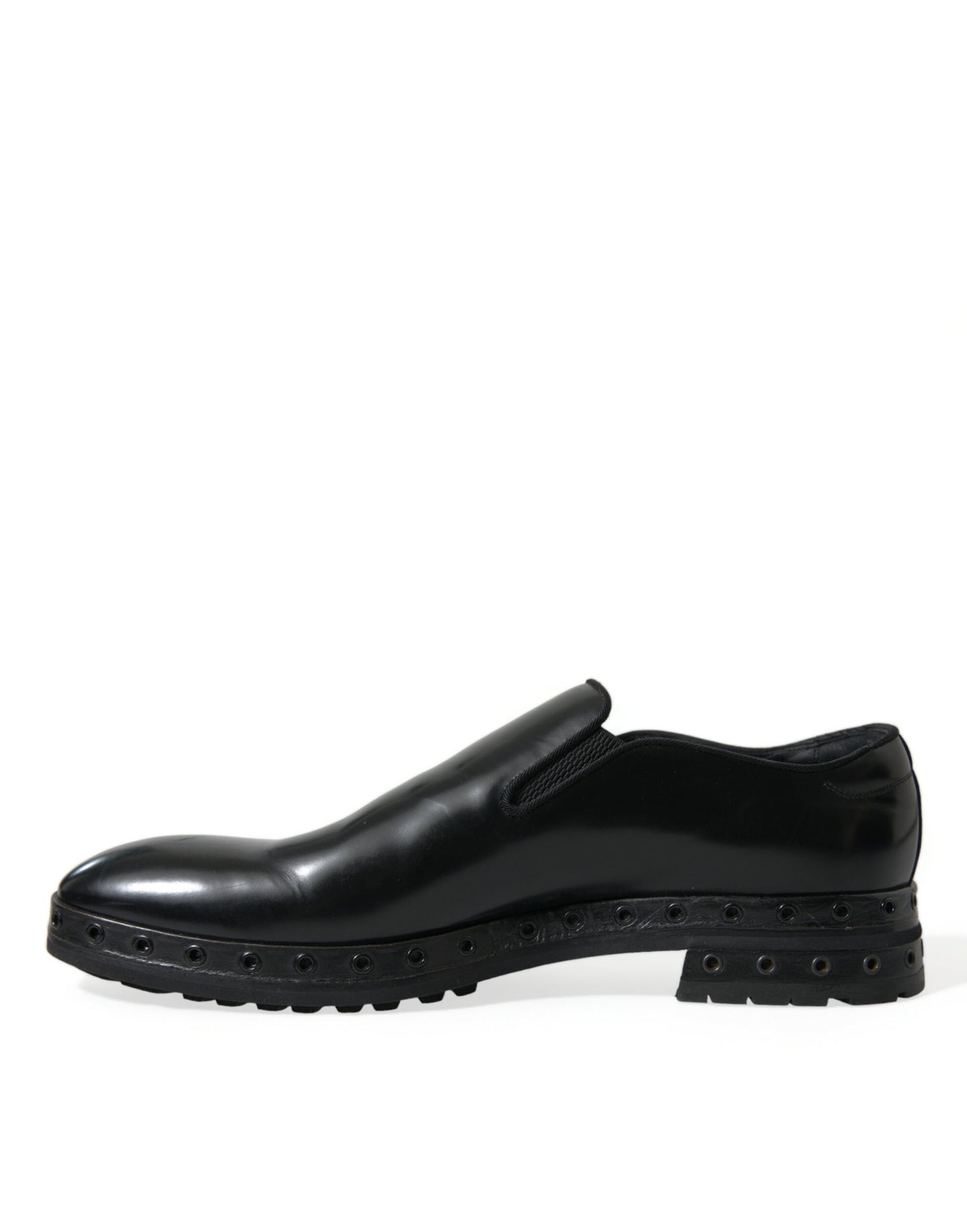  - Elegant Black Leather Studded Loafers