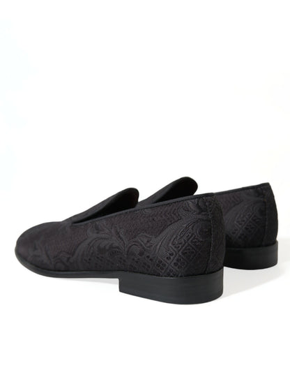  - Elegant Black Brocade Dress Loafers