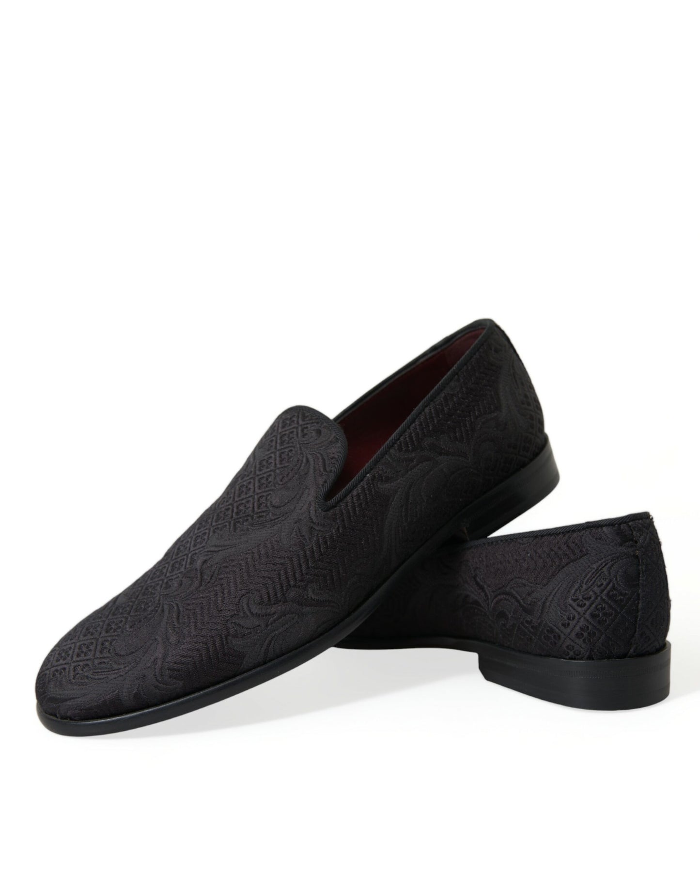  - Elegant Black Brocade Dress Loafers