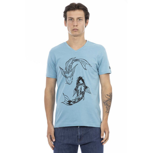  - Light Blue Cotton Men T-Shirt