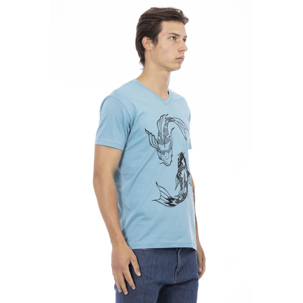  - Light Blue Cotton Men T-Shirt