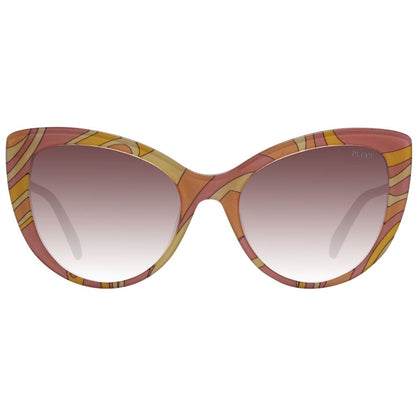Emilio Pucci Women’s Sunglasses – Multicolor Cat Eye Frame with Brown Gradient Lenses, 56mm