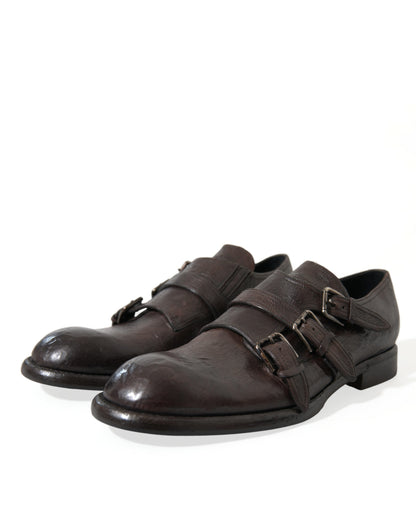  - Elegant Triple Buckle Leather Dress Shoes